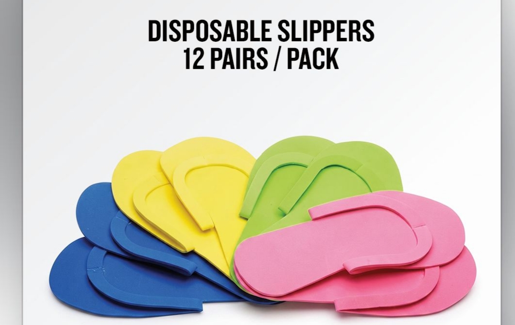 Disposable Pedicure Slippers - 12 Pairs / Pack