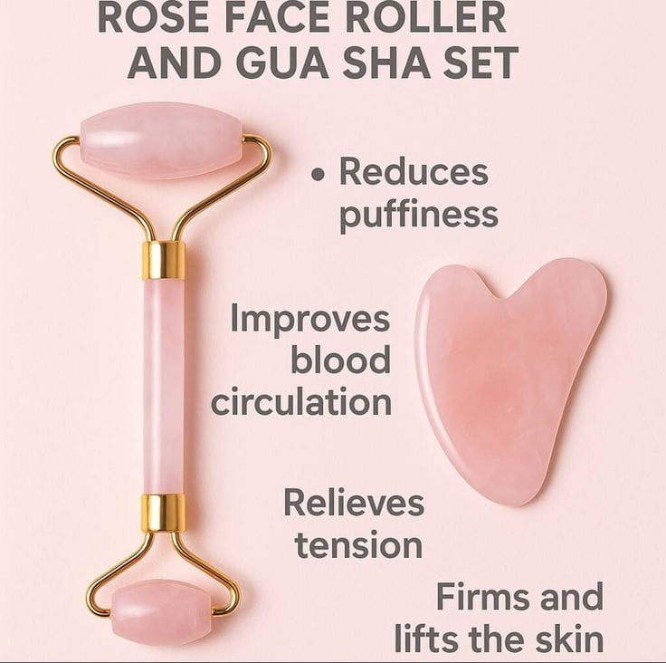 Rose Quartz Roller & Gua Sha Set