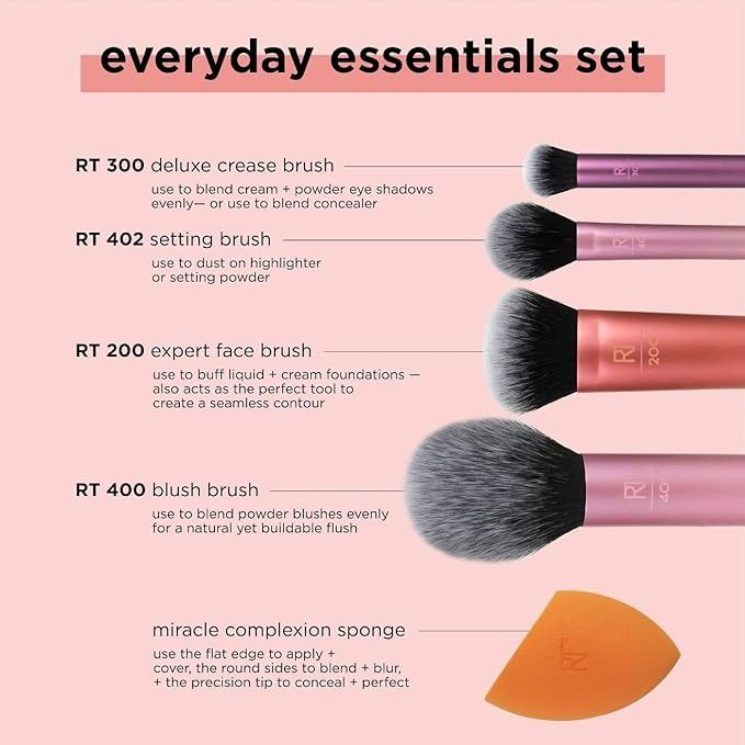Real Techniques Everyday Essentials 5-Piece Makeup Brush Set - Image 3