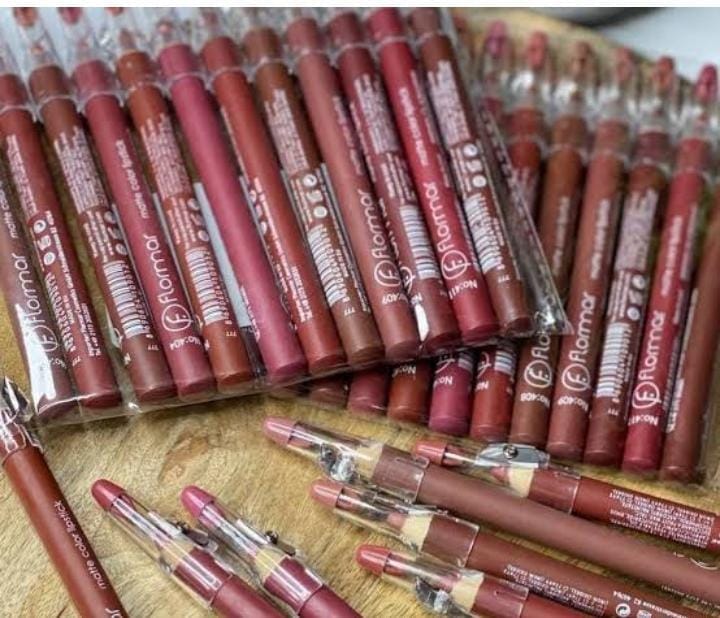 Flormar matte lip liner pencils set of 12 with built-in sharpener caps