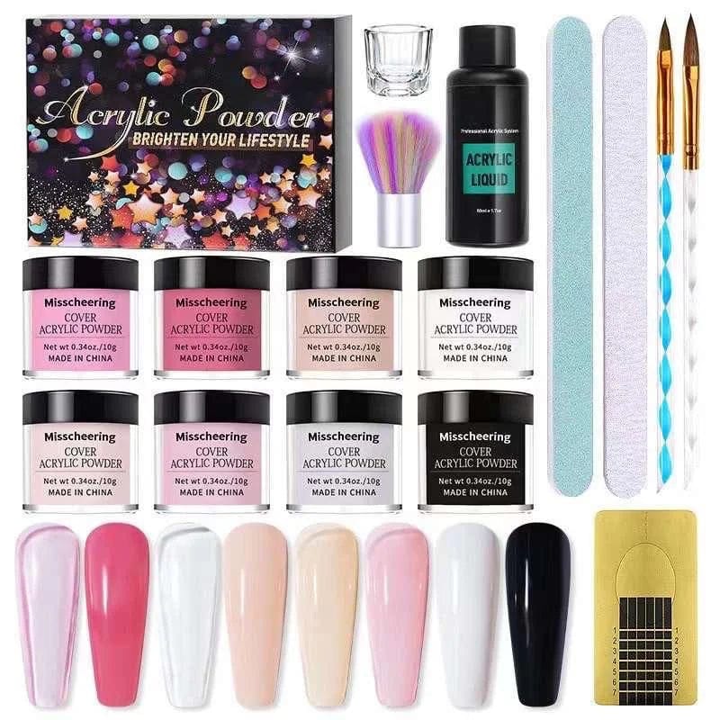 Acrylic Nail Powder Kit 2 – 8 Color Nail Extension Set for Beginners & Professionals