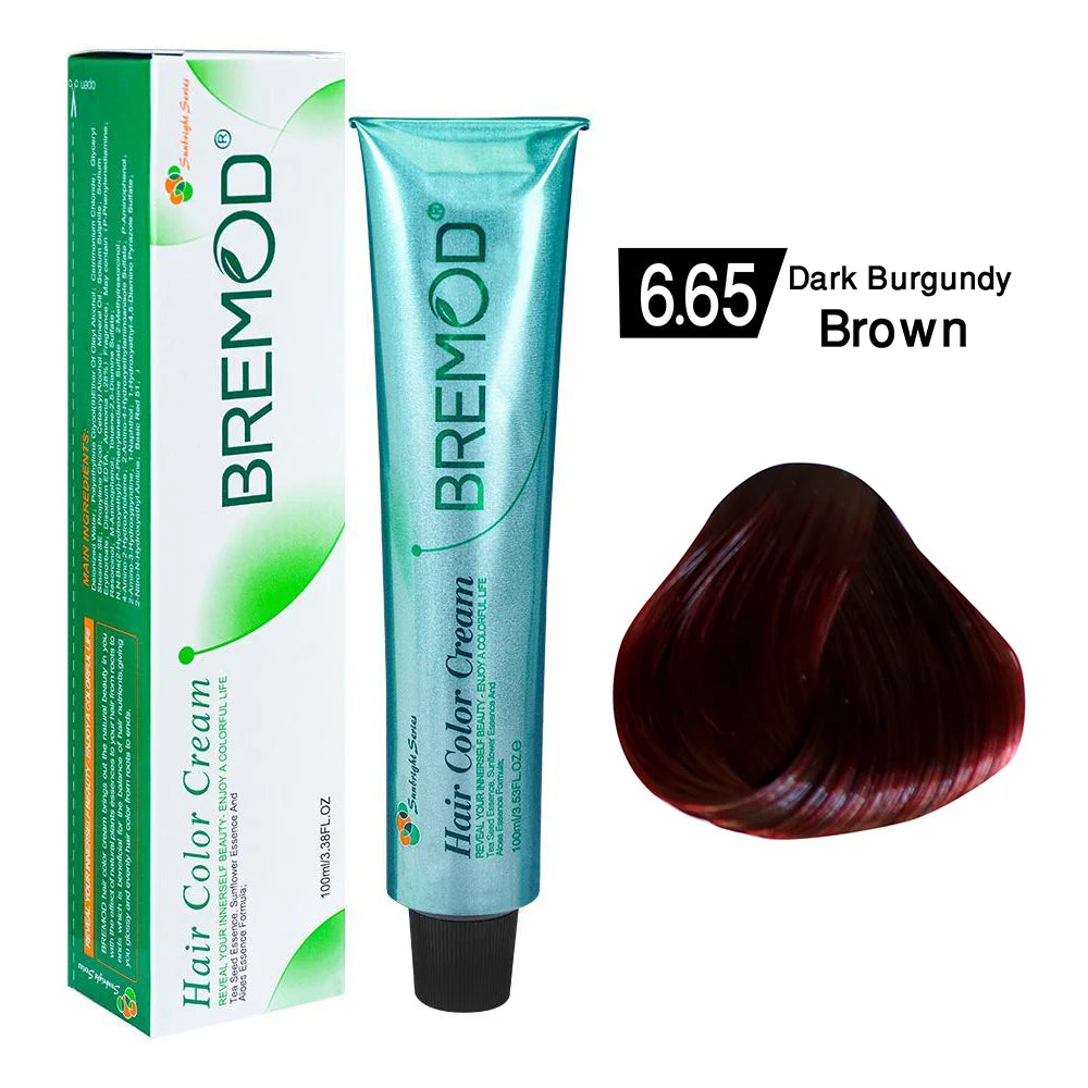 Bremod Hair Color Cream 6.65 Dark Burgundy Brown