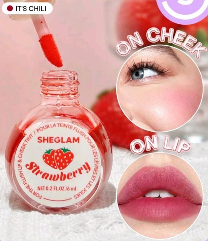 SHEGLAM For The Flush Lip & Cheek Tint – It'''s Chili (Strawberry) - Image 3
