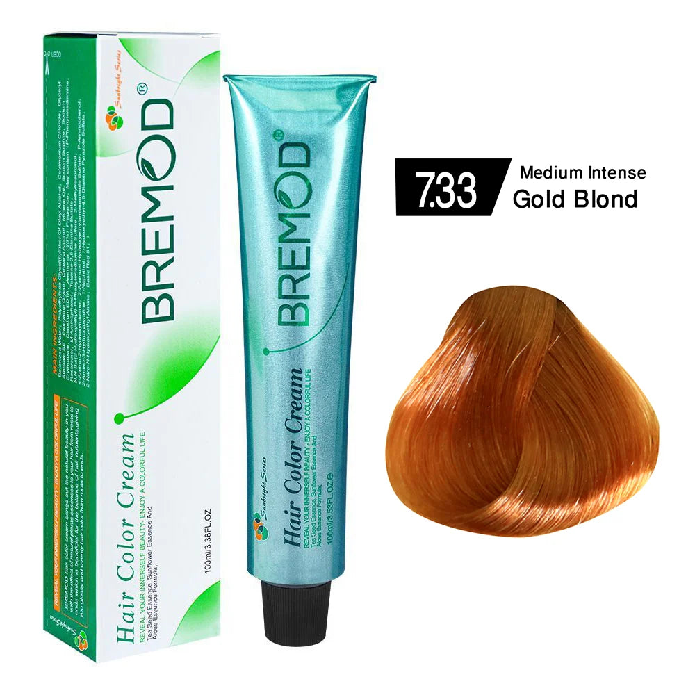 Bremod Hair Color Cream 7.33 Medium Intense Gold Blond