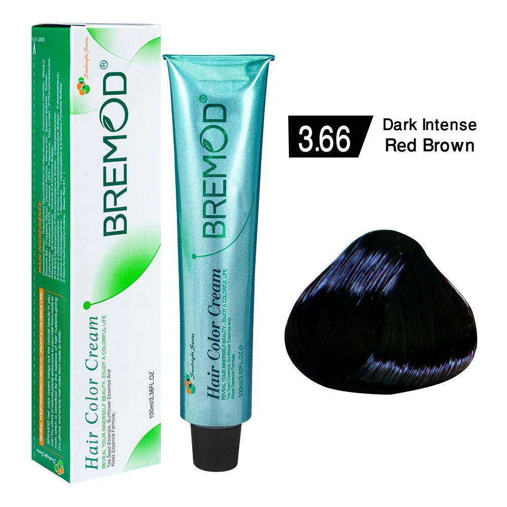 Bremod Hair Color Cream 3.66 Dark Intense Red Brown