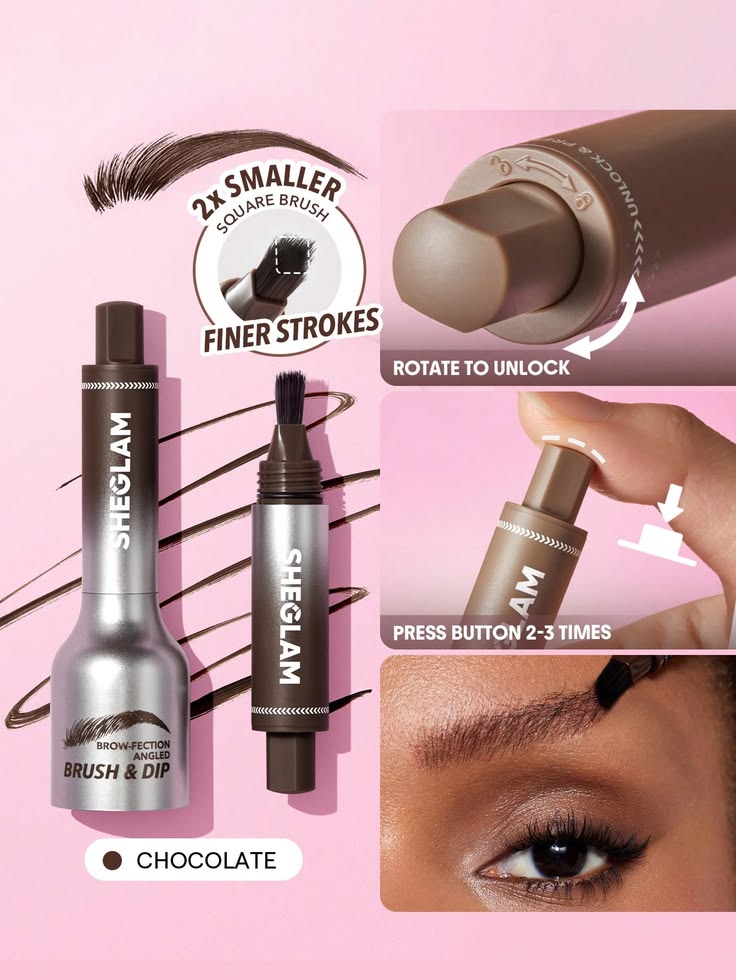 SHEGLAM Brow-fection Angled Brush & Dip Liquid Eyebrow Gel Pen – Chocolate - Image 2