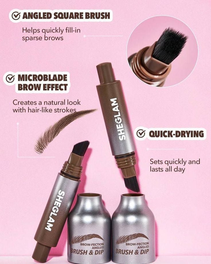SHEGLAM Brow-fection Angled Brush & Dip Liquid Eyebrow Gel Pen – Chocolate - Image 3