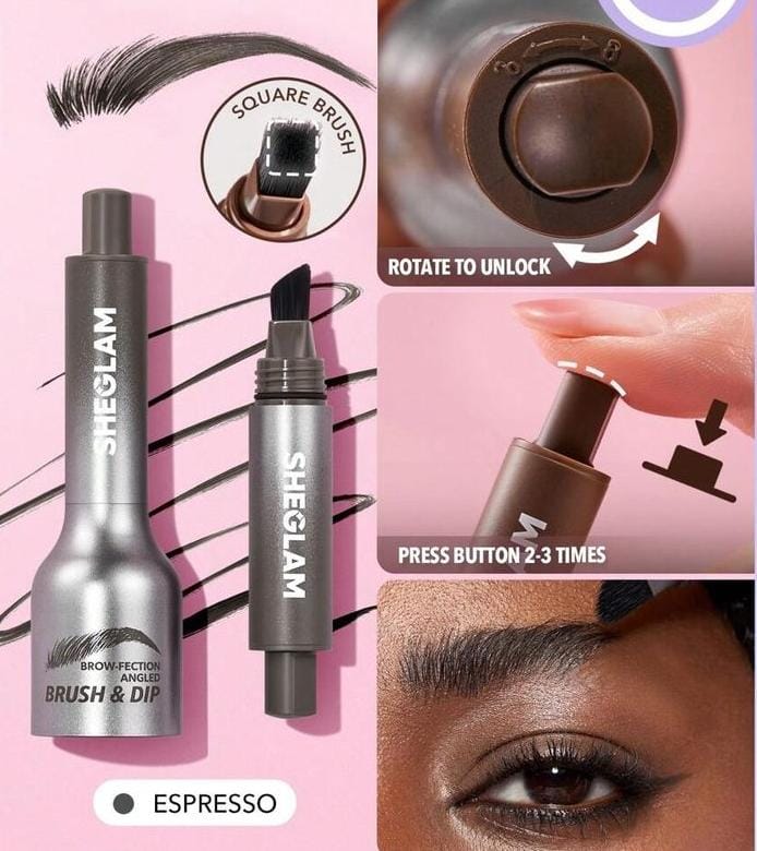 SHEGLAM Brow-fection Angled Brush & Dip Liquid Eyebrow Gel Pen – Espresso - Image 2